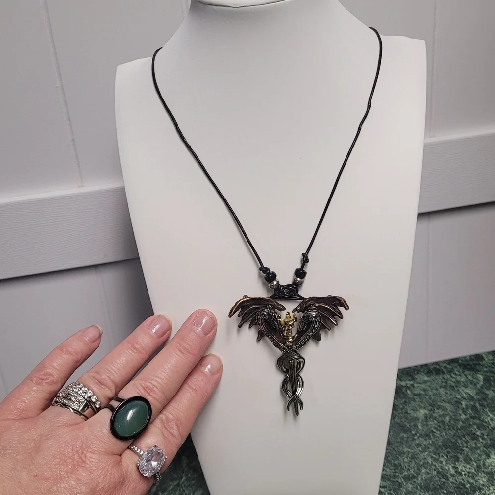 Mystical Dragon Wing Pendant Necklace